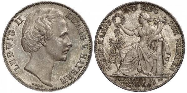 1 Thaler Königreich Bayern (1806 - 1918) Silber Ludwig II. (Bayern)(1845 – 1886)