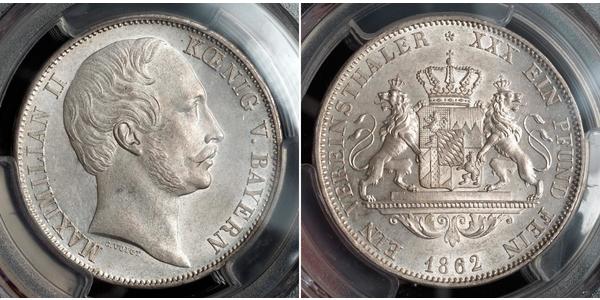 1 Thaler Königreich Bayern (1806 - 1918) Silber Maximilian II. Joseph (Bayern)(1811 - 1864)