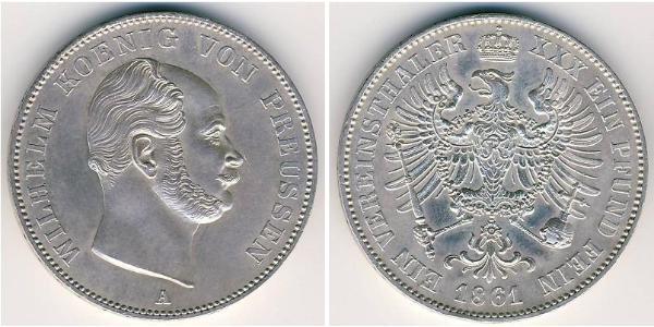 1 Thaler Königreich Preußen (1701-1918) Silber Wilhelm I, German Emperor (1797-1888)