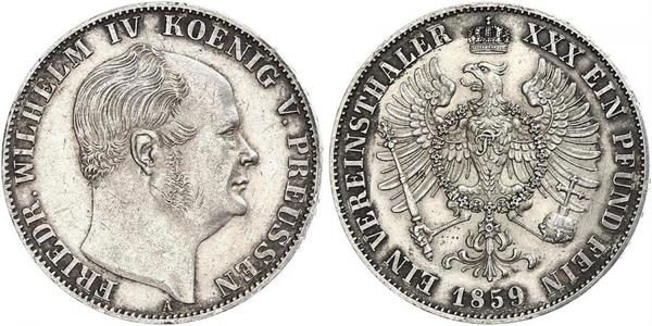 1 Thaler Königreich Preußen (1701-1918) Silber Friedrich Wilhelm IV. (1795 - 1861)