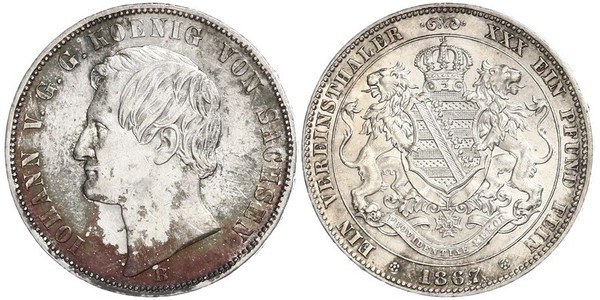 1 Thaler Königreich Sachsen (1806 - 1918) Silber Johann (Sachsen)