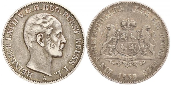 1 Thaler Reuß älterer Linie (1778 - 1918) Silber Heinrich LXVII. (Reuß jüngere Linie)