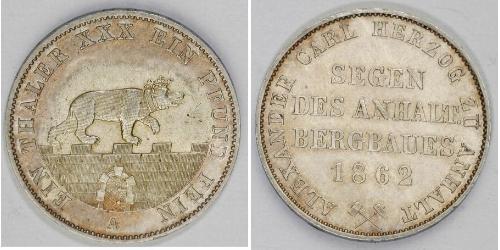 1 Thaler Anhalt-Bernburg (1603 - 1863) Silver Alexander Karl, Duke of Anhalt-Bernburg (1805 – 1863)