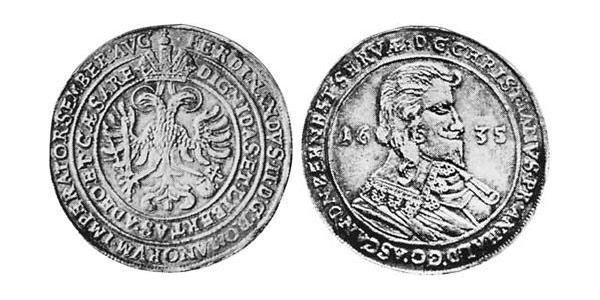 1 Thaler Anhalt-Bernburg (1603 - 1863) Silver Christian II, Prince of Anhalt-Bernburg (1599 – 1656)