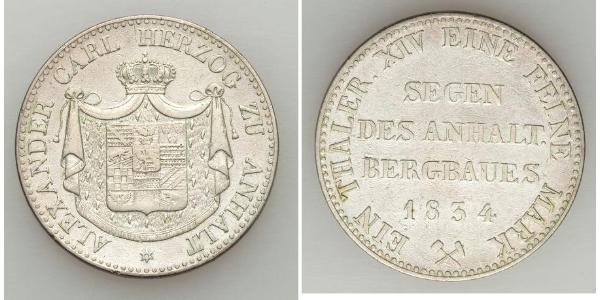 1 Thaler Anhalt-Bernburg (1603 - 1863) Silver Alexius Frederick Christian, Duke of Anhalt-Bernburg (1767 – 1834)