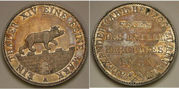 1 Thaler Anhalt-Bernburg (1603 - 1863) Silver Alexander Karl, Duke of Anhalt-Bernburg (1805 – 1863)