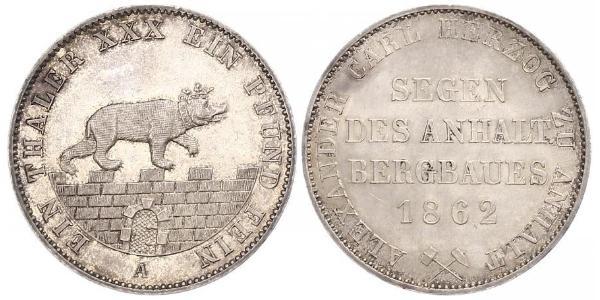 1 Thaler Anhalt-Bernburg (1603 - 1863) Silver Alexander Karl, Duke of Anhalt-Bernburg (1805 – 1863)