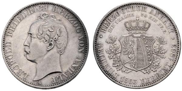 1 Thaler Anhalt-Dessau (1603 -1863) / Duchy of Anhalt (1806 - 1918) Silver Leopold IV, Duke of Anhalt (1794 – 1871)