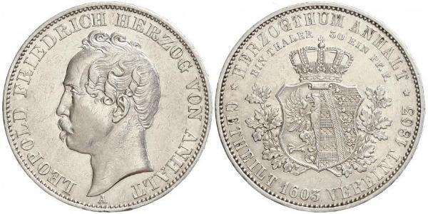 1 Thaler Anhalt-Dessau (1603 -1863) / Duchy of Anhalt (1806 - 1918) Silver Leopold IV, Duke of Anhalt (1794 – 1871)