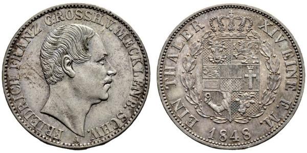 1 Thaler Duchy of Mecklenburg-Schwerin (1352-1918) Silver Frederick Francis II, Grand Duke of Mecklenburg-Schwerin