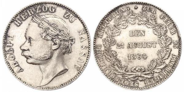 1 Thaler Duchy of Nassau (1806 - 1866) Silver Adolphe, Grand Duke of Luxembourg