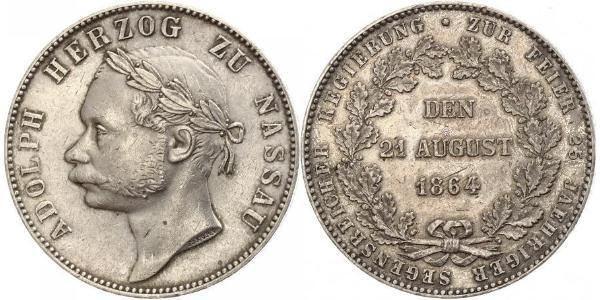1 Thaler Duchy of Nassau (1806 - 1866) Silver Adolphe, Grand Duke of Luxembourg