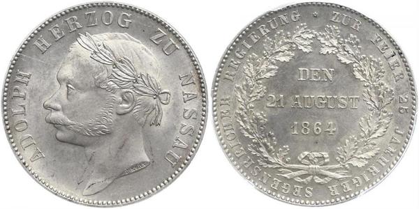 1 Thaler Duchy of Nassau (1806 - 1866) Silver Adolphe, Grand Duke of Luxembourg