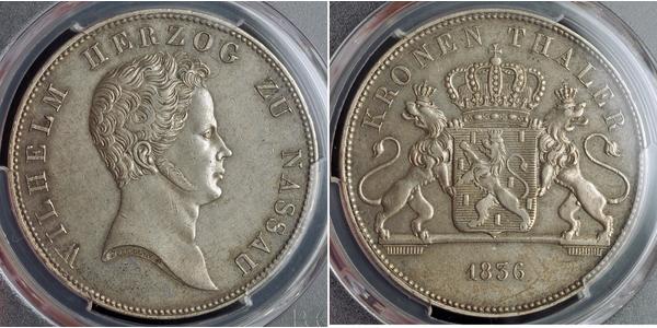 1 Thaler Duchy of Nassau (1806 - 1866) Silver William, Duke of Nassau