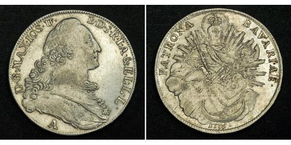 1 Thaler Electorate of Bavaria (1623 - 1806) Silver Maximilian III Joseph, Elector of Bavaria (1727 – 1777)