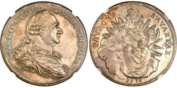 1 Thaler Electorate of Bavaria (1623 - 1806) Silver Charles Theodore, Elector of Bavaria (1724 - 1799)