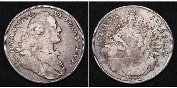 1 Thaler Electorate of Bavaria (1623 - 1806) Silver Maximilian III Joseph, Elector of Bavaria (1727 – 1777)