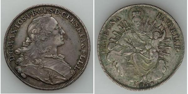 1 Thaler Electorate of Bavaria (1623 - 1806) Silver Maximilian III Joseph, Elector of Bavaria (1727 – 1777)