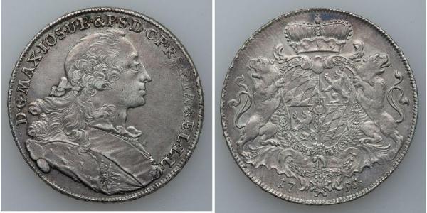 1 Thaler Electorate of Bavaria (1623 - 1806) Silver Maximilian III Joseph, Elector of Bavaria (1727 – 1777)