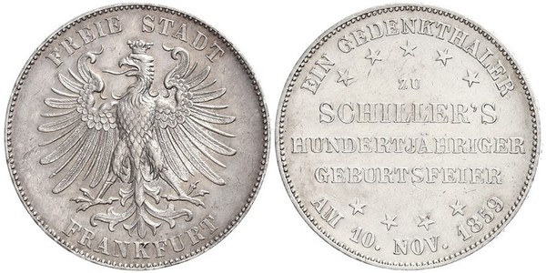 1 Thaler Free City of Frankfurt Silver 