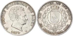 1 Thaler Grand Duchy of Baden (1806-1918) Silver Louis I, Grand Duke of Baden (1763 - 1830)