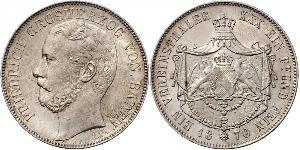 1 Thaler Grand Duchy of Baden (1806-1918) Silver Frederick I, Grand Duke of Baden (1826 - 1907)