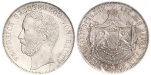 1 Thaler Grand Duchy of Baden (1806-1918) Silver Frederick I, Grand Duke of Baden (1826 - 1907)