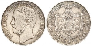 1 Thaler Grand Duchy of Baden (1806-1918) Silver Frederick I, Grand Duke of Baden (1826 - 1907)