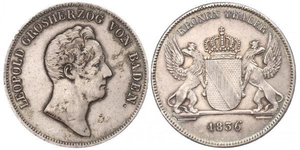 1 Thaler Grand Duchy of Baden (1806-1918) Silver Leopold, Grand Duke of Baden (1790 – 1852)