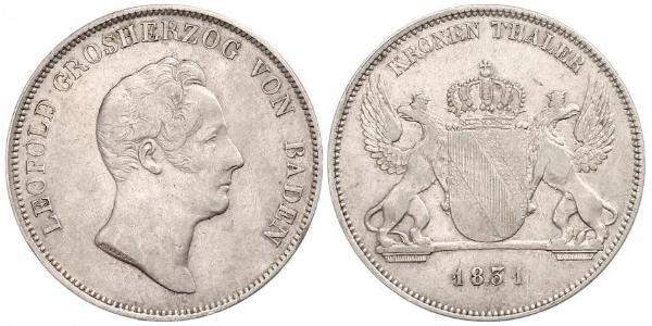 1 Thaler Grand Duchy of Baden (1806-1918) Silver Leopold, Grand Duke of Baden (1790 – 1852)
