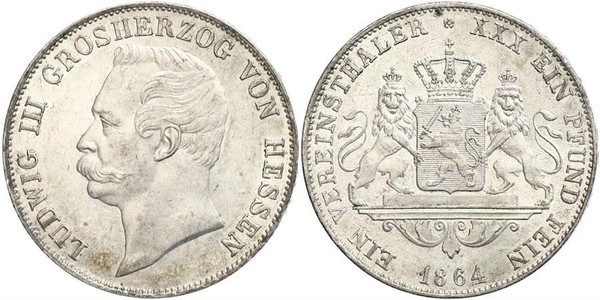 1 Thaler Grand Duchy of Hesse (1806 - 1918) Silver Louis III, Grand Duke of Hesse