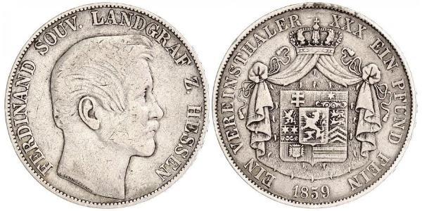 1 Thaler Grand Duchy of Hesse (1806 - 1918) Silver Ferdinand, Landgrave of Hesse-Homburg