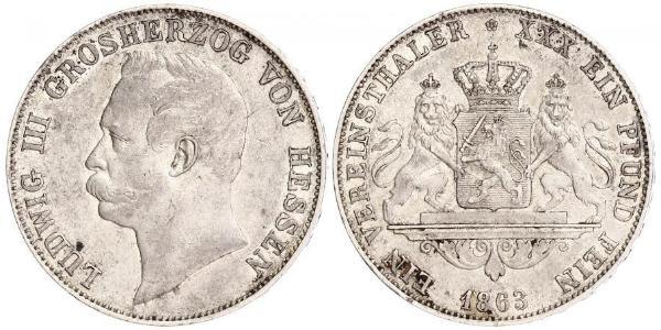1 Thaler Grand Duchy of Hesse (1806 - 1918) Silver Louis III, Grand Duke of Hesse