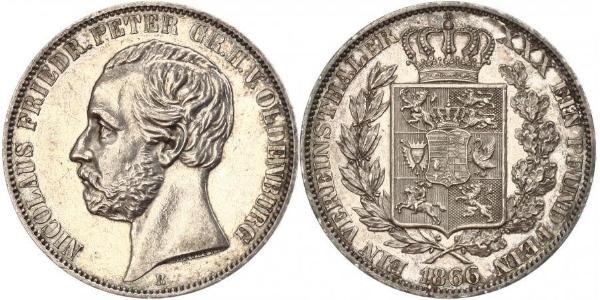 1 Thaler Grand Duchy of Oldenburg (1814 - 1918) Silver Peter II, Grand Duke of Oldenburg (1827 - 1900)
