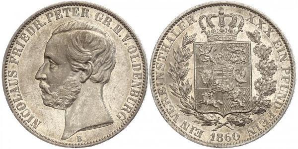 1 Thaler Grand Duchy of Oldenburg (1814 - 1918) Silver Peter II, Grand Duke of Oldenburg (1827 - 1900)