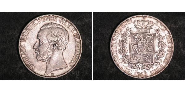 1 Thaler Grand Duchy of Oldenburg (1814 - 1918) Silver Peter II, Grand Duke of Oldenburg (1827 - 1900)