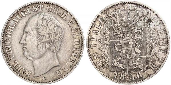 1 Thaler Grand Duchy of Oldenburg (1814 - 1918) Silver Augustus, Grand Duke of Oldenburg