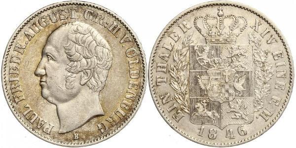 1 Thaler Grand Duchy of Oldenburg (1814 - 1918) Silver Augustus, Grand Duke of Oldenburg