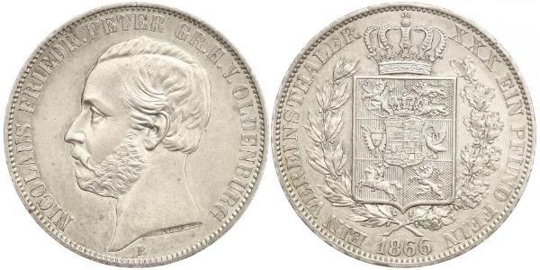 1 Thaler Grand Duchy of Oldenburg (1814 - 1918) Silver Peter II, Grand Duke of Oldenburg (1827 - 1900)