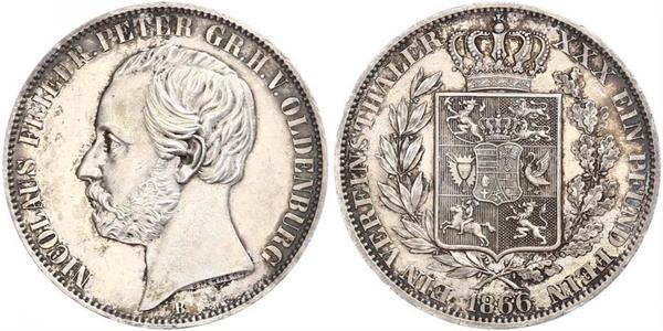1 Thaler Grand Duchy of Oldenburg (1814 - 1918) Silver Peter II, Grand Duke of Oldenburg (1827 - 1900)