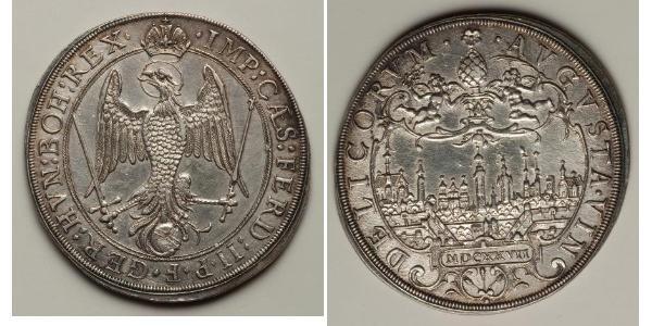 1 Thaler Imperial City of Augsburg (1276 - 1803) Silver Ferdinand II, Holy Roman Emperor  (1578 -1637)