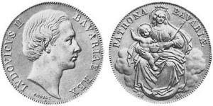 1 Thaler Kingdom of Bavaria (1806 - 1918) Silver Ludwig II of Bavaria (1845 – 1886)