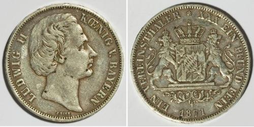 1 Thaler Kingdom of Bavaria (1806 - 1918) Silver Ludwig II of Bavaria (1845 – 1886)