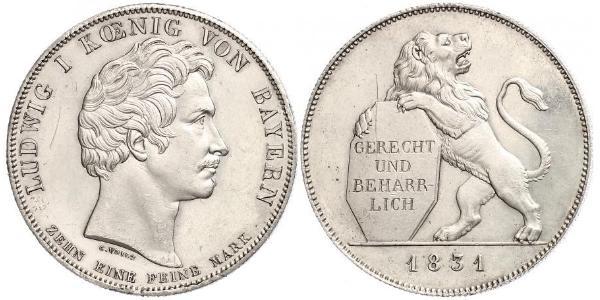 1 Thaler Kingdom of Bavaria (1806 - 1918) Silver Ludwig I of Bavaria (1786 – 1868)