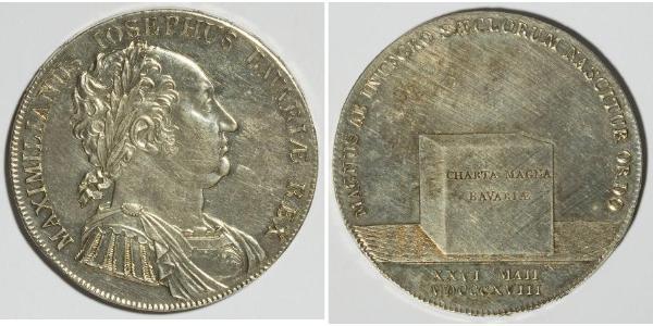 1 Thaler Kingdom of Bavaria (1806 - 1918) Silver Maximilian I Joseph of Bavaria (1756 - 1825)