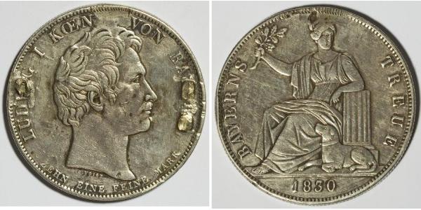 1 Thaler Kingdom of Bavaria (1806 - 1918) Silver Ludwig I of Bavaria (1786 – 1868)