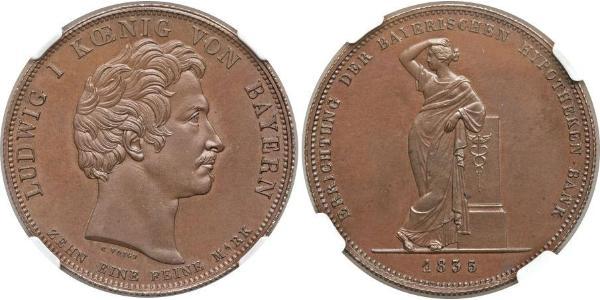 1 Thaler Kingdom of Bavaria (1806 - 1918) Silver Ludwig I of Bavaria (1786 – 1868)