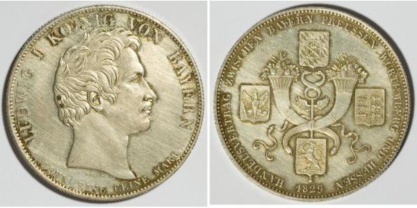 1 Thaler Kingdom of Bavaria (1806 - 1918) Silver Ludwig I of Bavaria (1786 – 1868)