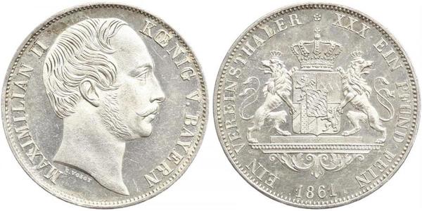 1 Thaler Kingdom of Bavaria (1806 - 1918) Silver Maximilian II of Bavaria (1811 - 1864)