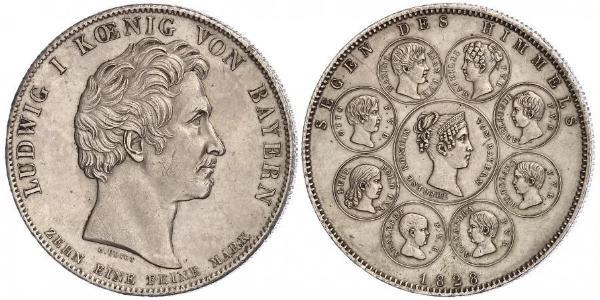 1 Thaler Kingdom of Bavaria (1806 - 1918) Silver Ludwig I of Bavaria (1786 – 1868)
